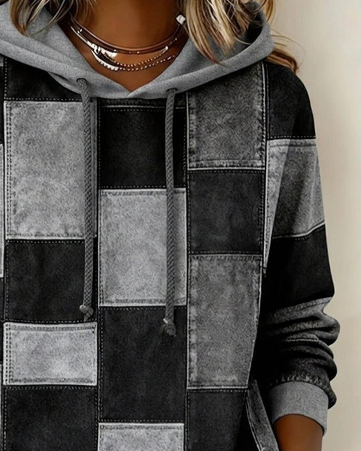 Denim | Langarm-Karierten Hoodie für lässige Styles