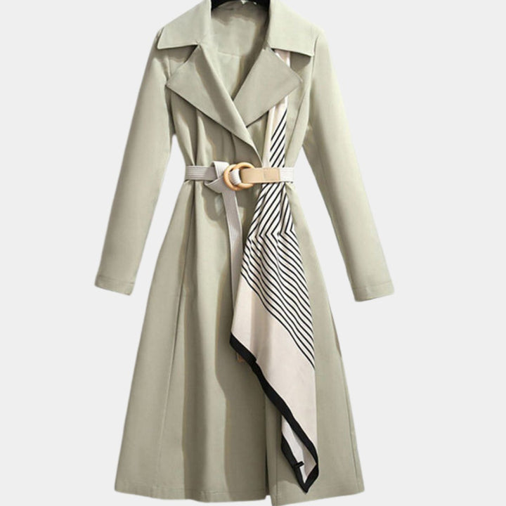 Jennifer | Elegant Midi Trench Coat with Waist Belt