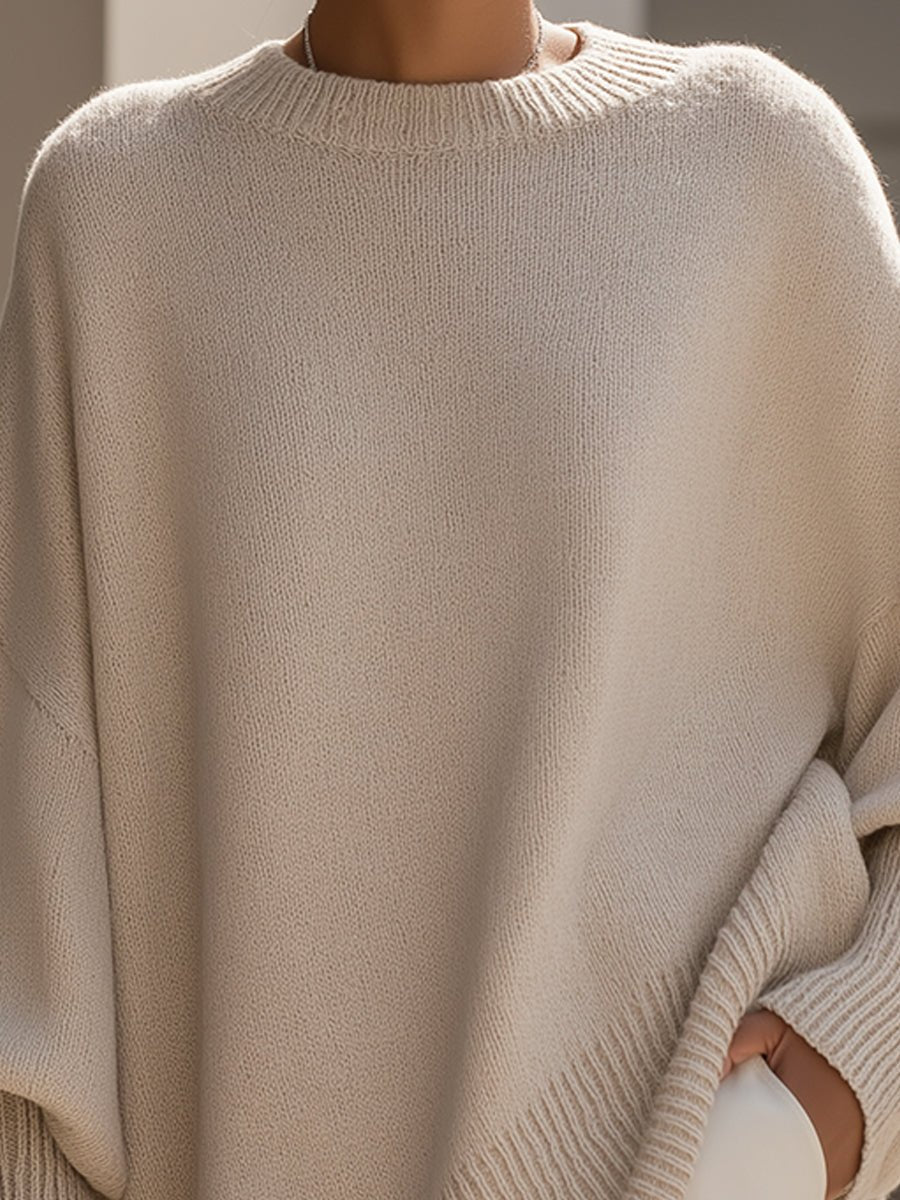 Hannah | Elegant Oversized Women's Knit Sweater with Batwing Sleeves