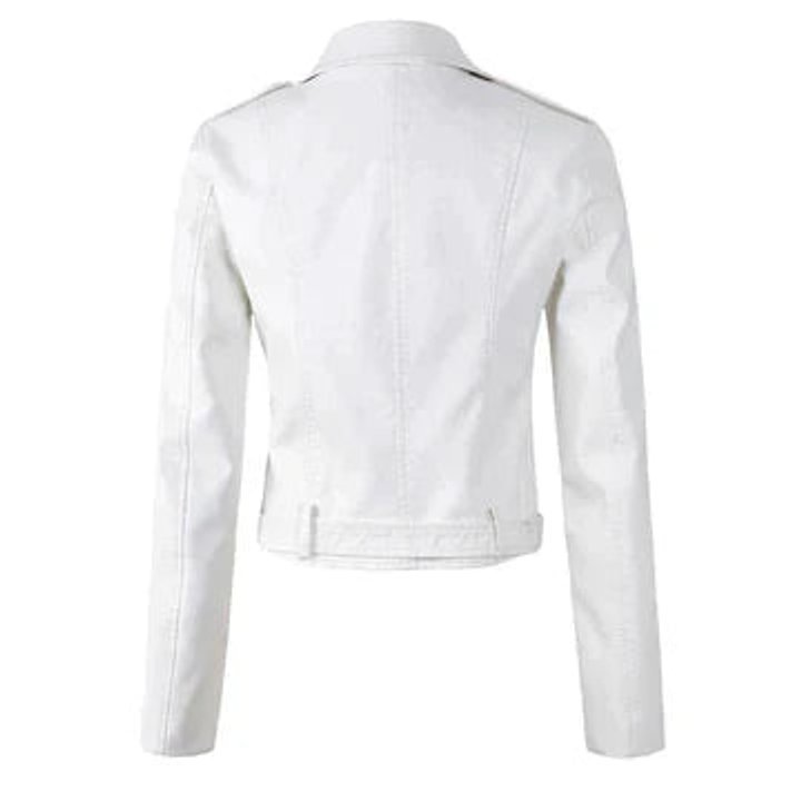 Rosie | Cropped Biker Jacket – Stylish Faux Leather for Women