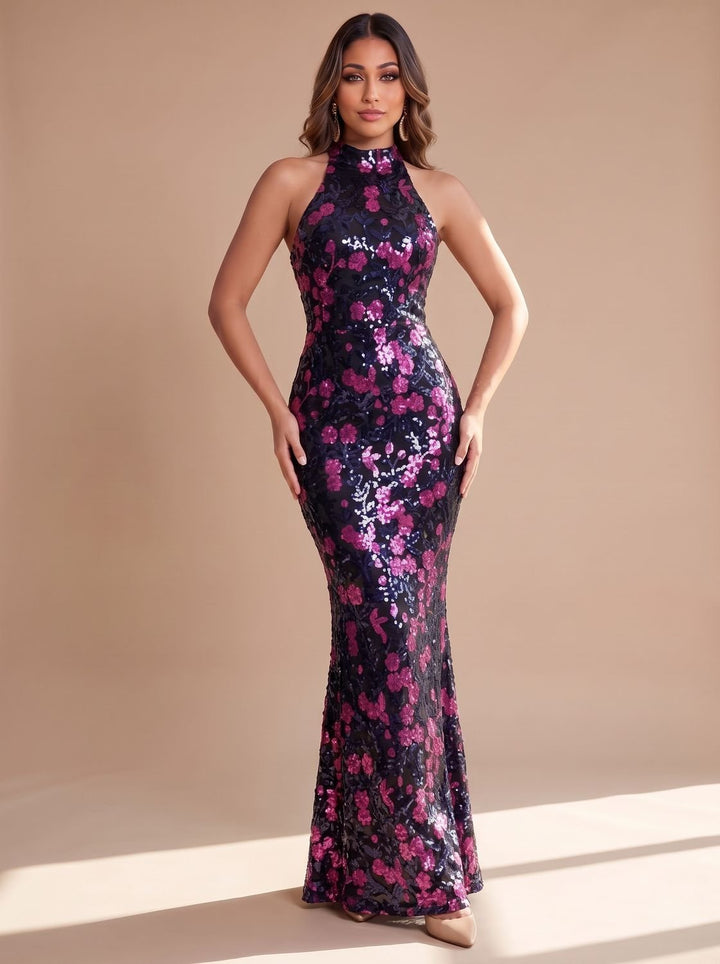 Grace | Mermaid Dress – Festliche Sequin Floral Robe für Damen