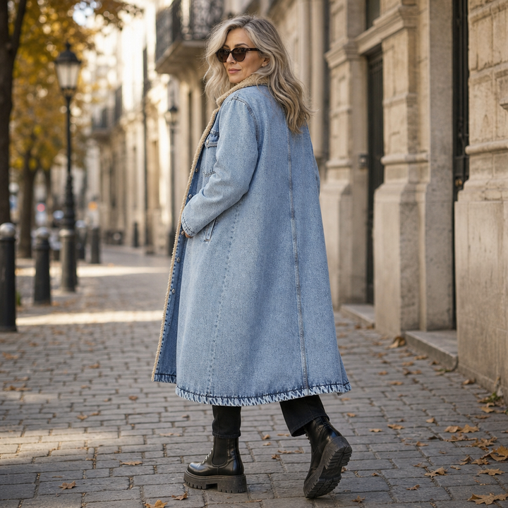 Denora | Denim Coat – Lange mit Teddyfleece-Futter für Damen