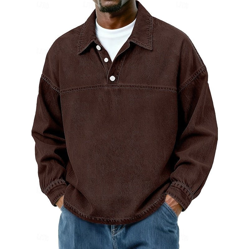 Gabriel | Washed Long Sleeve Polo Shirt für Männer