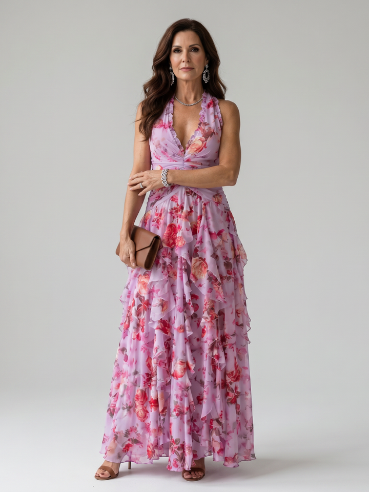 Nori | Floral Maxi Dress – Elegante Halter-Neck Silhouette