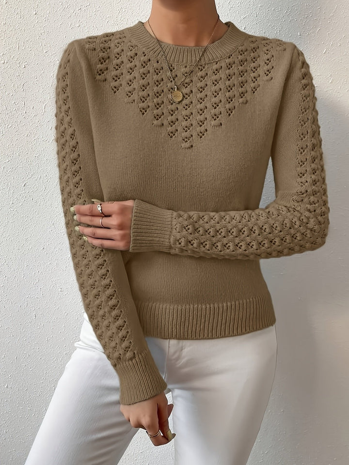 Aveline | Rundhals Pullover mit Pointelle-Strickmuster