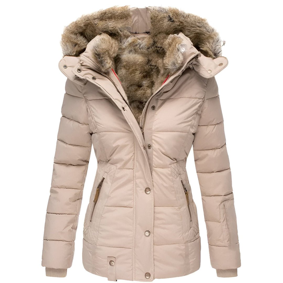 Bettina | Damen Taillierte Winterjacke mit Kapuze