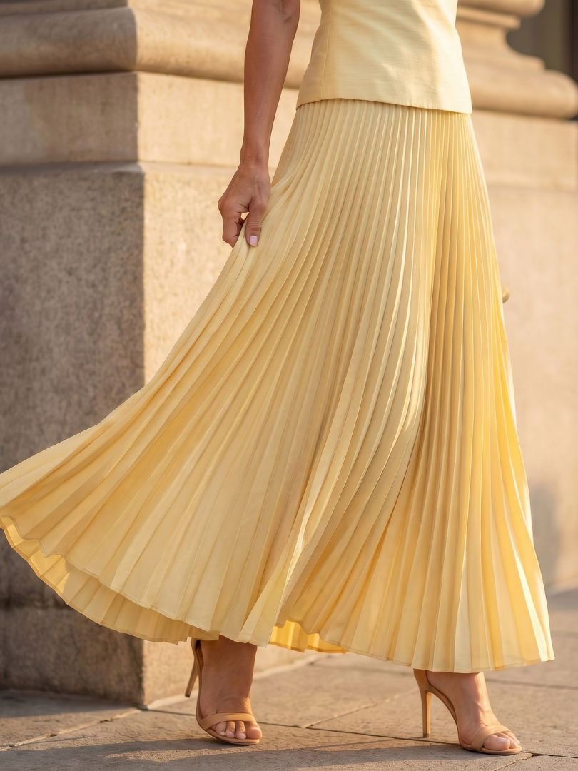 Rhodes | Pleated Skirt Set – Strukturierter Oberteil für Damen