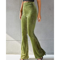 Manuela | Elegant high-waisted ribbed flared trousers