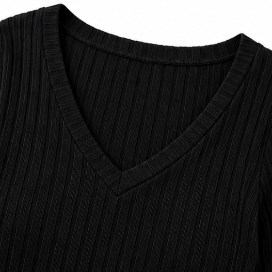 Ravella | Ripp-Kleid mit V-Ausschnitt für Frauen