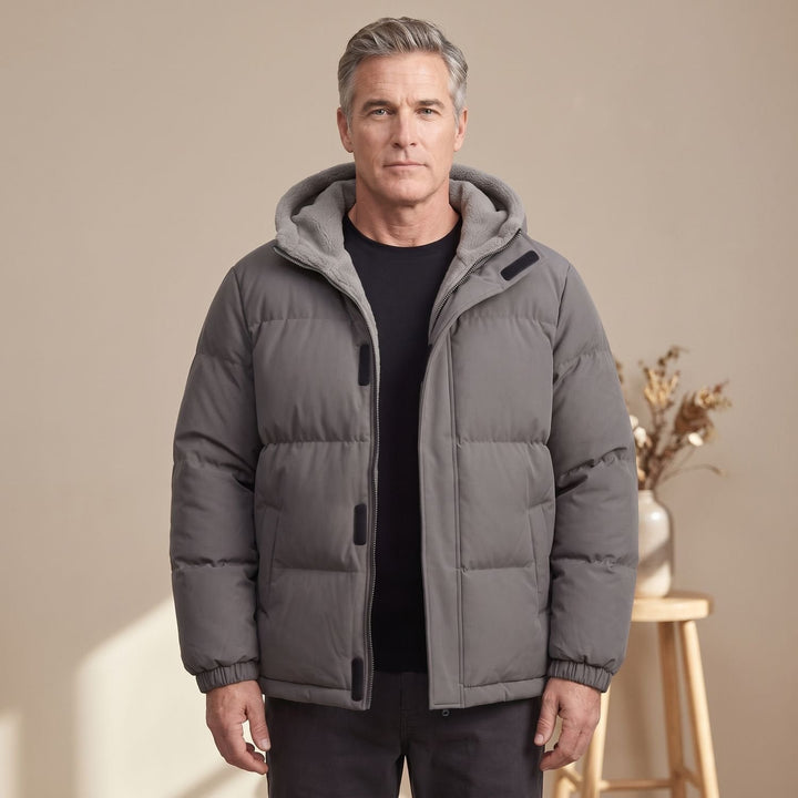 Leon | Herren Pufferjacke mit Fleece-Kapuze – Winter Style
