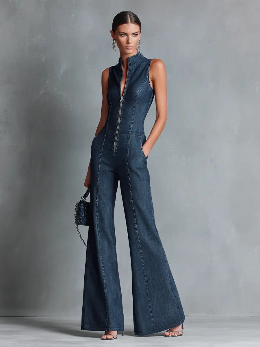 Greta | Damen Overall – Stretch-Denim mit Reißverschluss