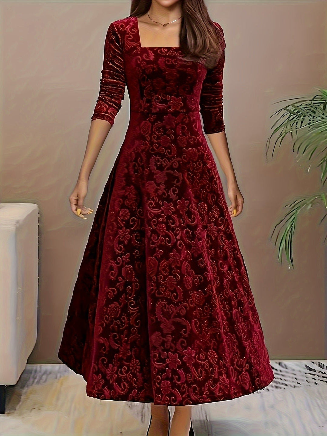 Nora | Samtkleid – Elegantes A-Linie Midi für Damen