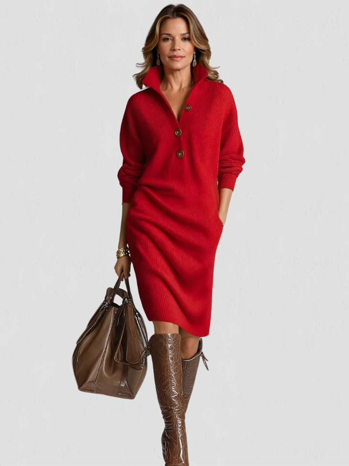 Marielle | Strickkleid mit Kragen – Zeitlose Eleganz für Damen