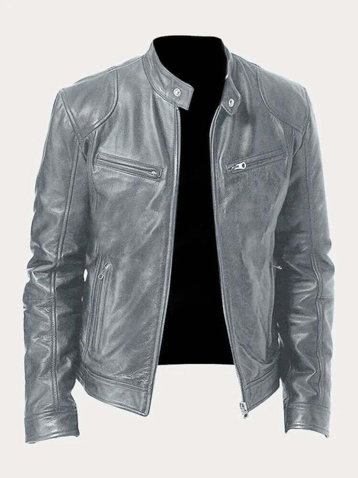 Maverick | Men's Classic Biker Jacket – Real Leather with Stand Collar
