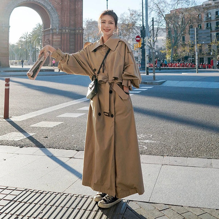 Amelie | Eleganter Maxi Trenchcoat Mit Bindegürtel