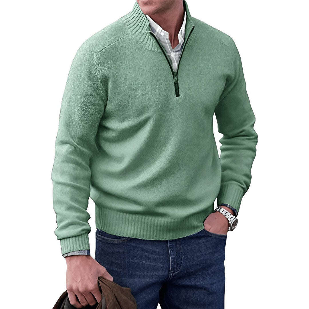 Owen | Elegant Men’s Knit Sweater with Quarter-Zip