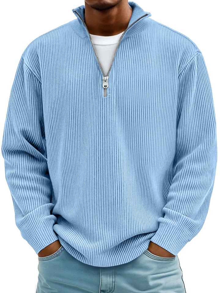 Tobias | Stilvoller Herren Rippstrickpullover Mit Quarter-Zip