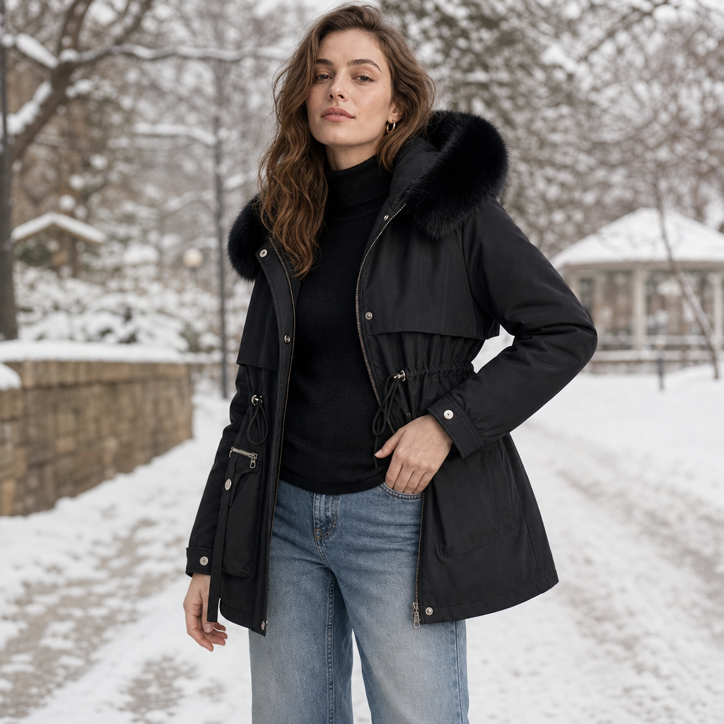 Duvella | Doppel-lagiger Puffercoat mit Faux Fur Kapuze