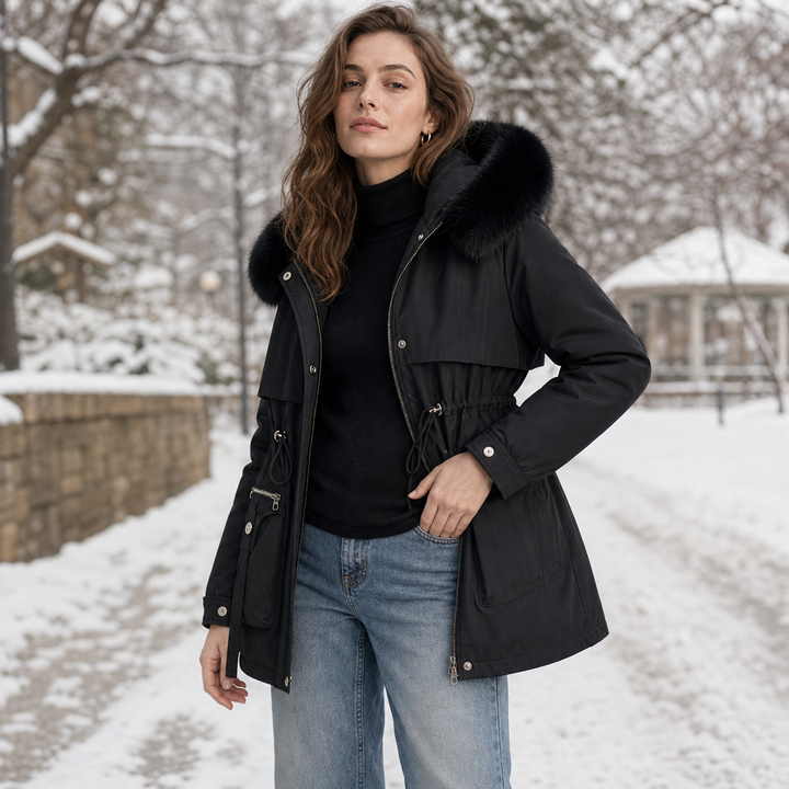 Duvella | Doppel-lagiger Puffercoat mit Faux Fur Kapuze
