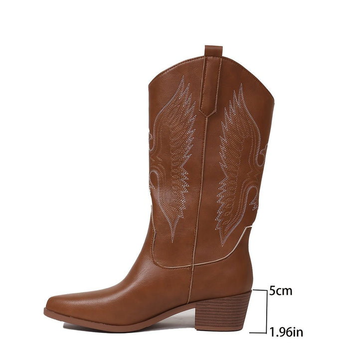 Charlotte | Elegant Cowboy Boots with Wing Embroidery
