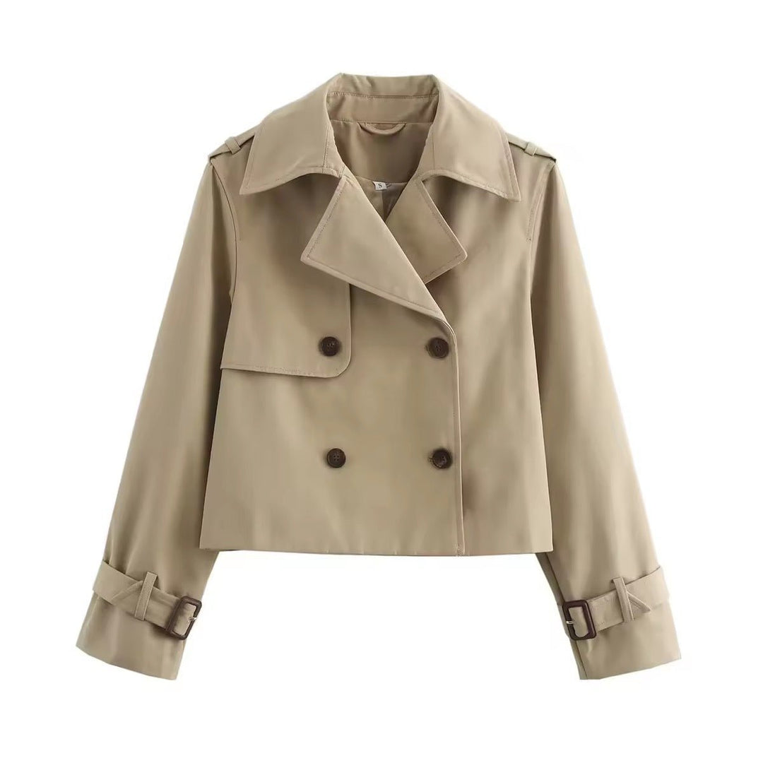 Elena | Short Double-Breasted Trench Coat with Modern Chic
