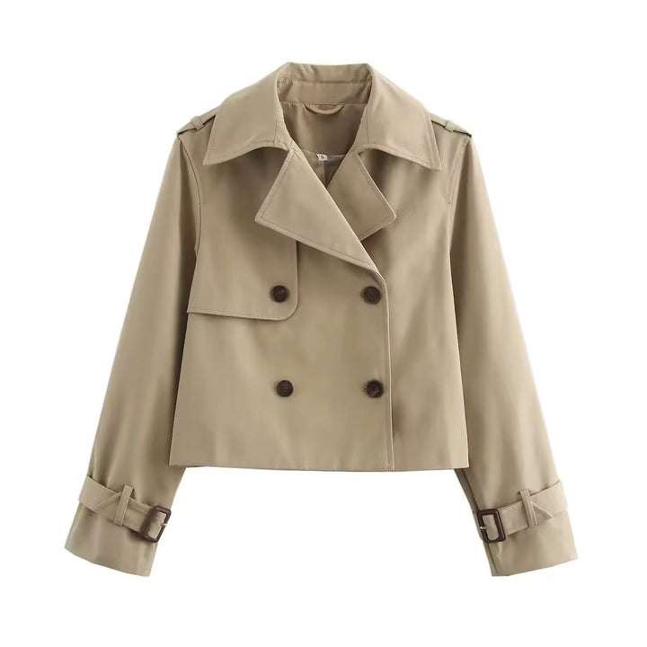 Elena | Short Double-Breasted Trench Coat with Modern Chic