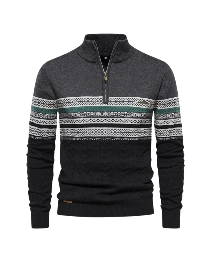 Givalli | Baumwoll Zip-Pullover mit Muster