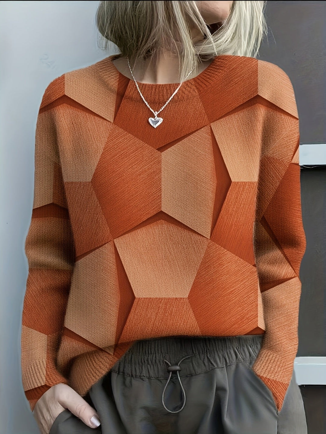Sanae | Trendy Pullover – Geometrisches Muster für Damen