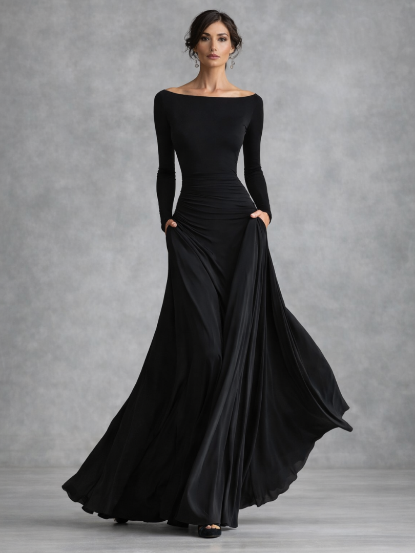 Maris | Maxi Kleid – Elegante Lange Ärmel für Frauen