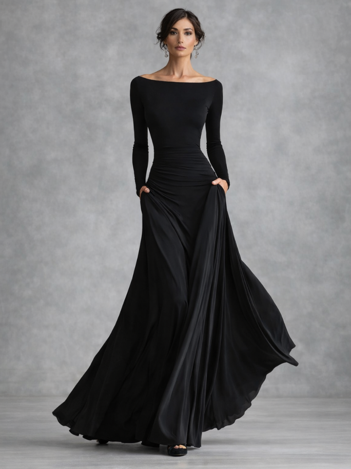 Maris | Maxi Kleid – Elegante Lange Ärmel für Frauen