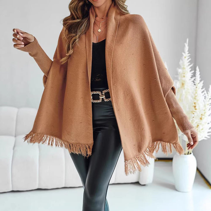 Velora | Poncho mit Fransen für Damen