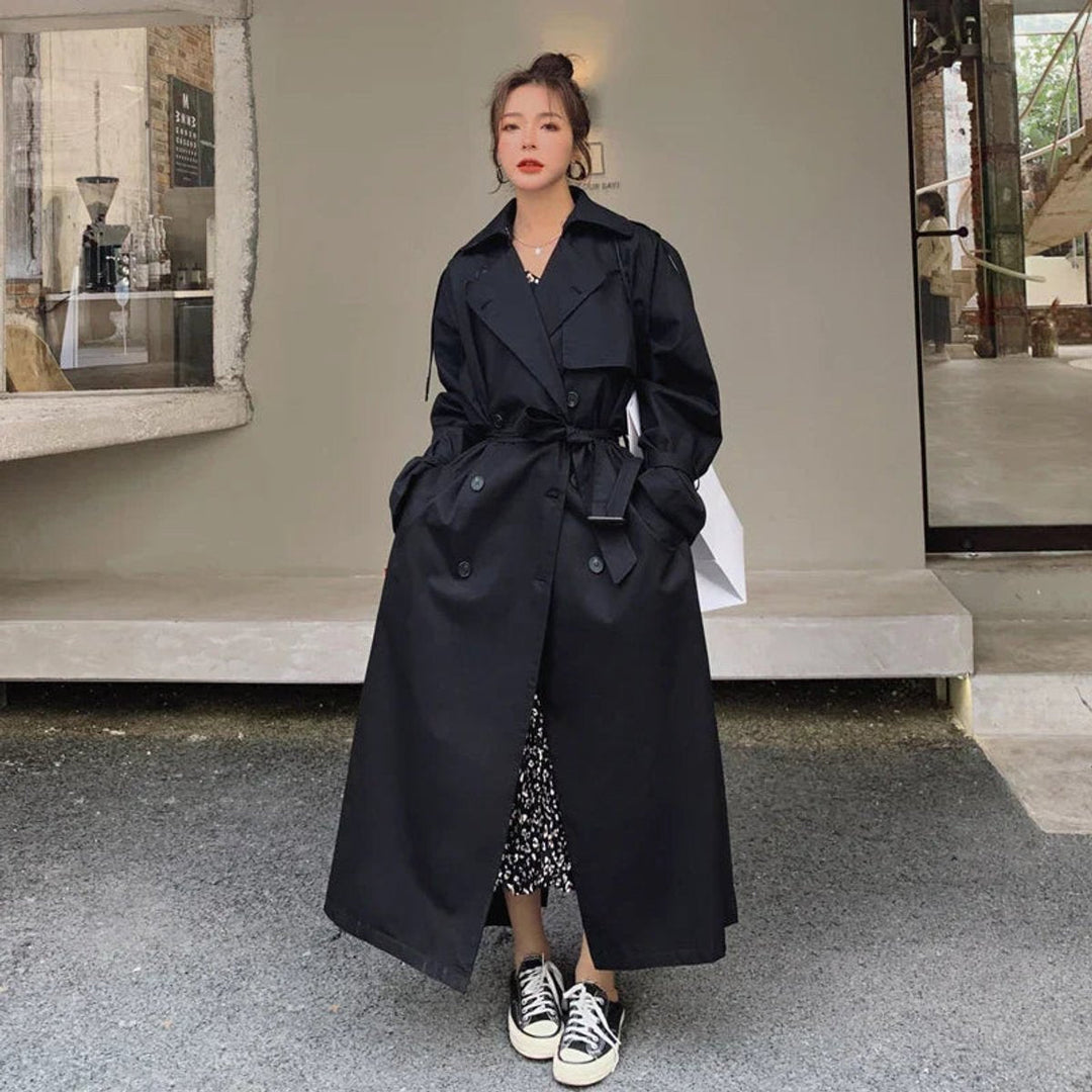 Amelie | Eleganter Maxi Trenchcoat Mit Bindegürtel