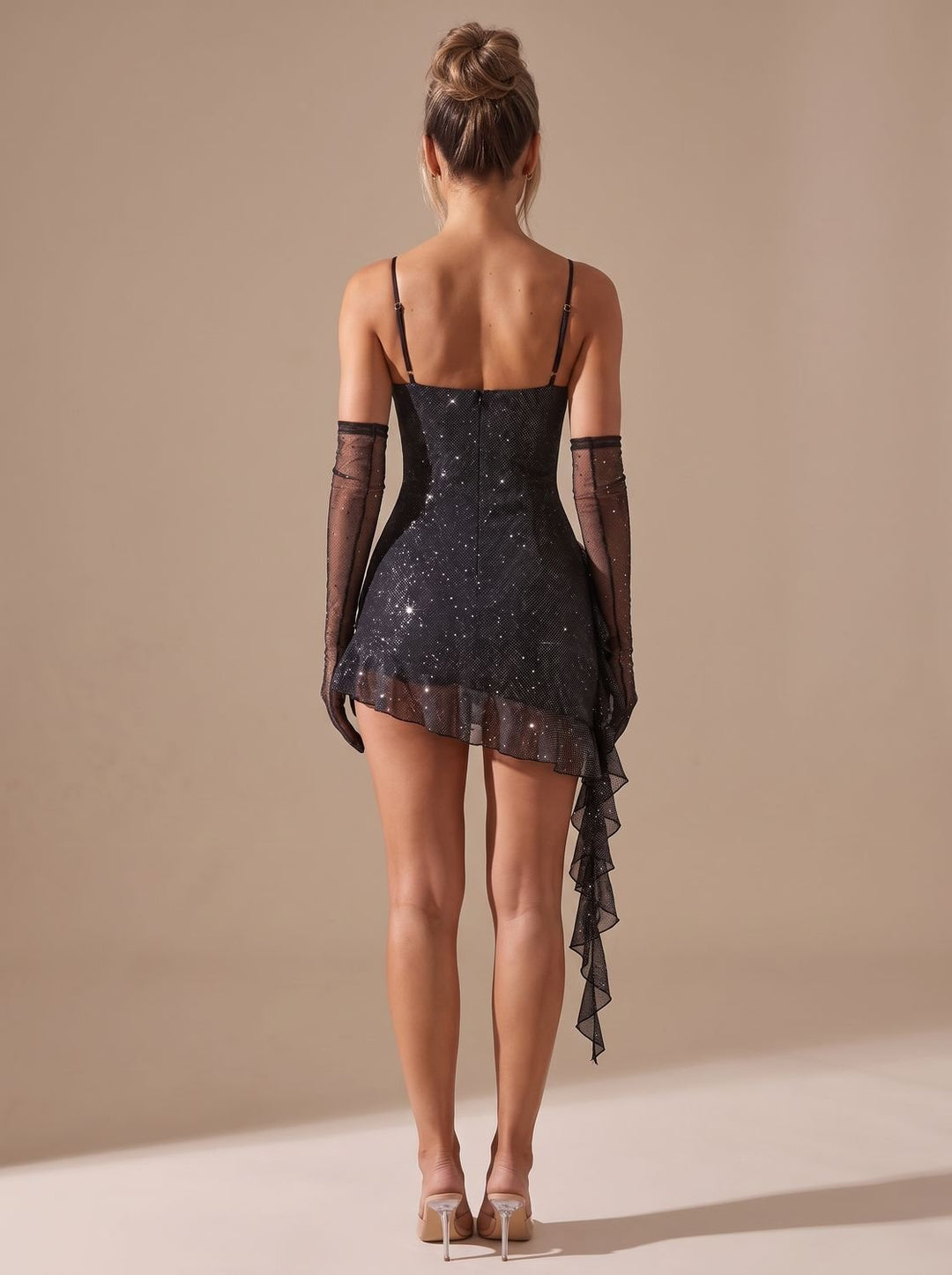 Charlotte | Mini Weihnachtskleid mit Glitzer und Rüsche