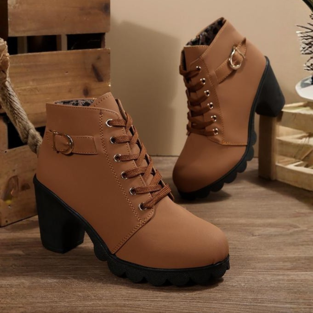Martina | Stilvolle Und Elegante Schnürstiefeletten Mit Blockabsatz