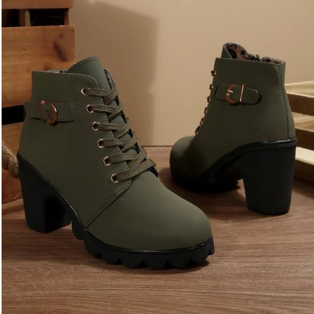 Martina | Stilvolle Und Elegante Schnürstiefeletten Mit Blockabsatz