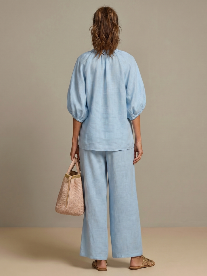 Nadia | Blouson Top Set – Leichte Bluse mit weitem Bein