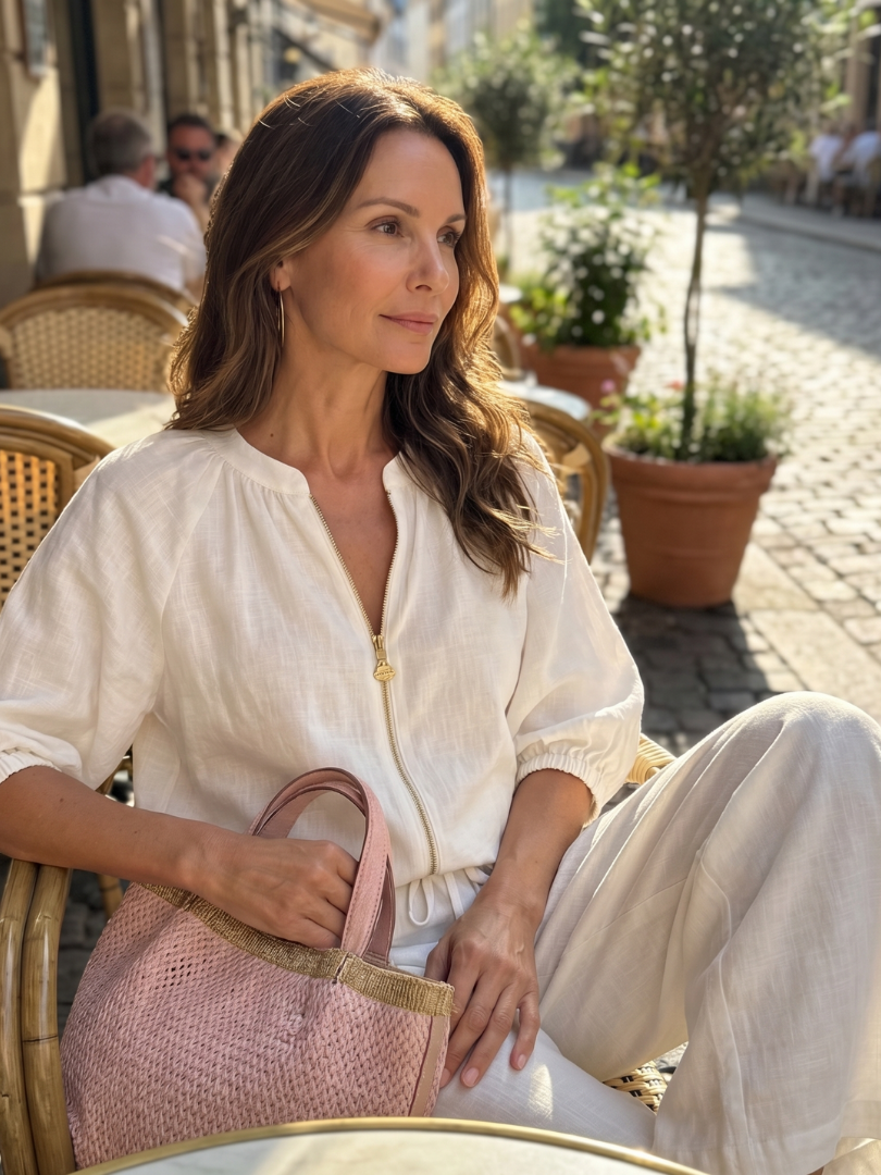Nadia | Blouson Top Set – Leichte Bluse mit weitem Bein
