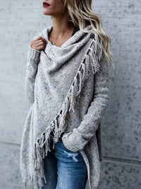 Sophia | Cozy and Stylish Fringed-Collar Tunic Sweater