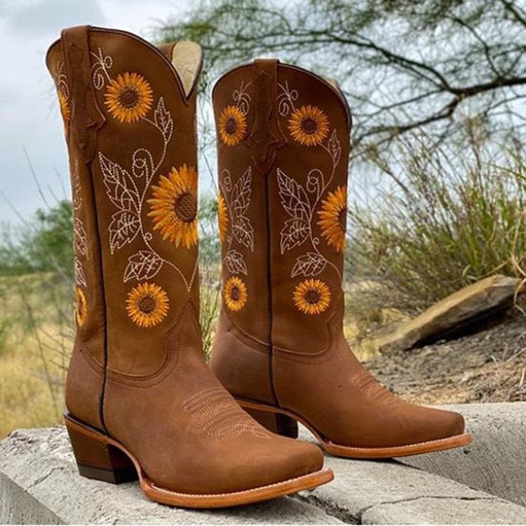 Nina | Sunflower Cowboy Boots in Western Style