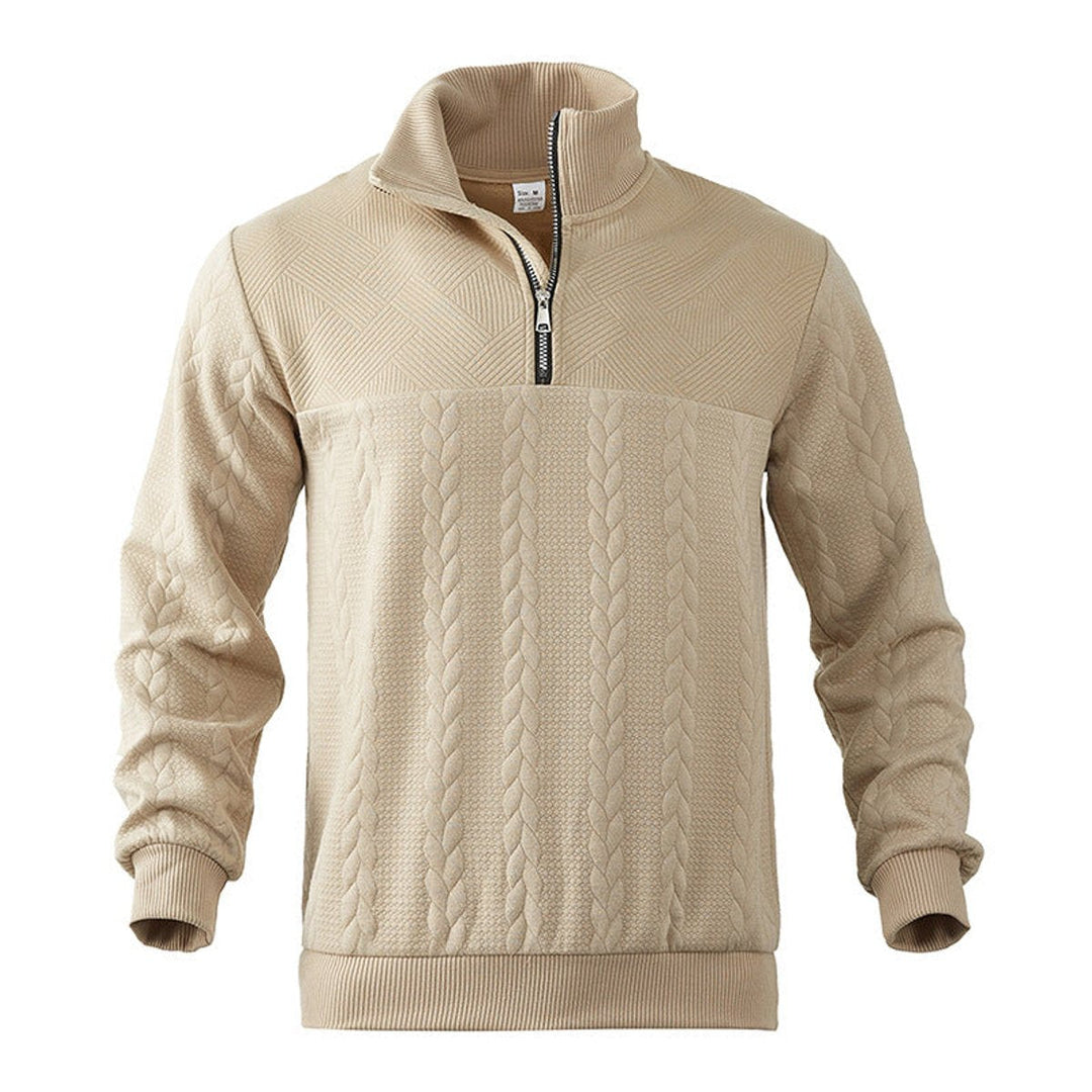 Julian | Klassischer Herren Zopfstrickpullover Mit Quarter-Zip