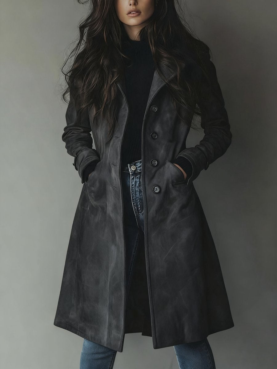 Charlie | Long Double-Breasted Trench Coat with Timeless Elegance