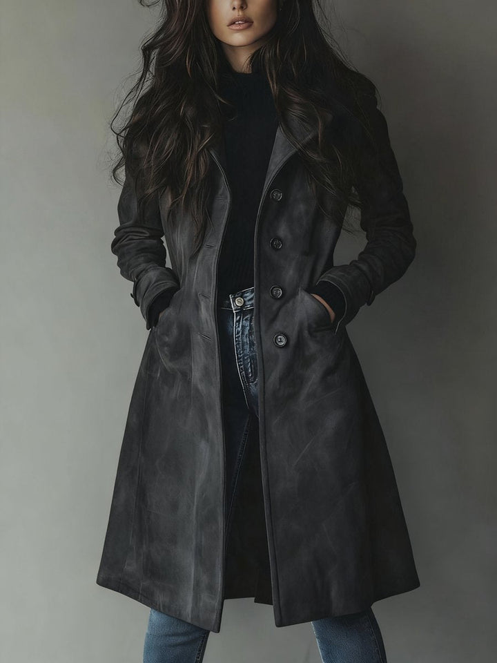 Charlie | Long Double-Breasted Trench Coat with Timeless Elegance