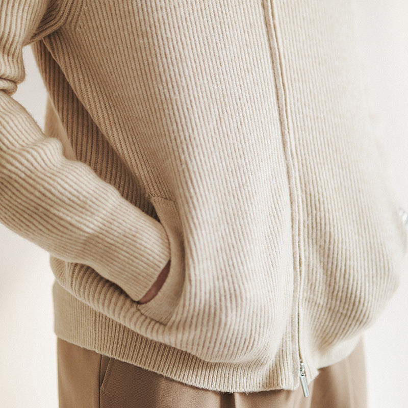 Simon | Moderner Strickpullover mit Reißverschluss und Rippstruktur