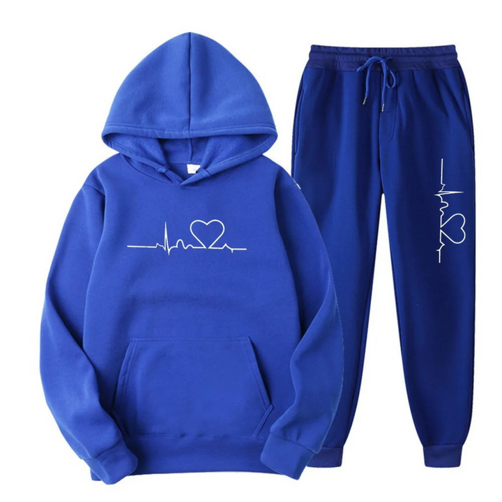 Drune | Damen Trainingsanzug – Bequemer Hoodie mit Herz-Druck