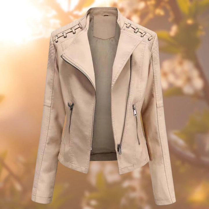 Mila | Biker-Style Zip-Up Faux Leather Jacket for Women