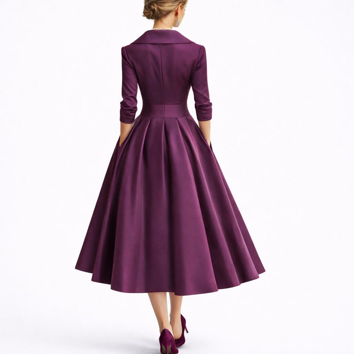 Nadine | Fall Wedding Dress with an A-Line Cut, V-Neckline, and Pockets