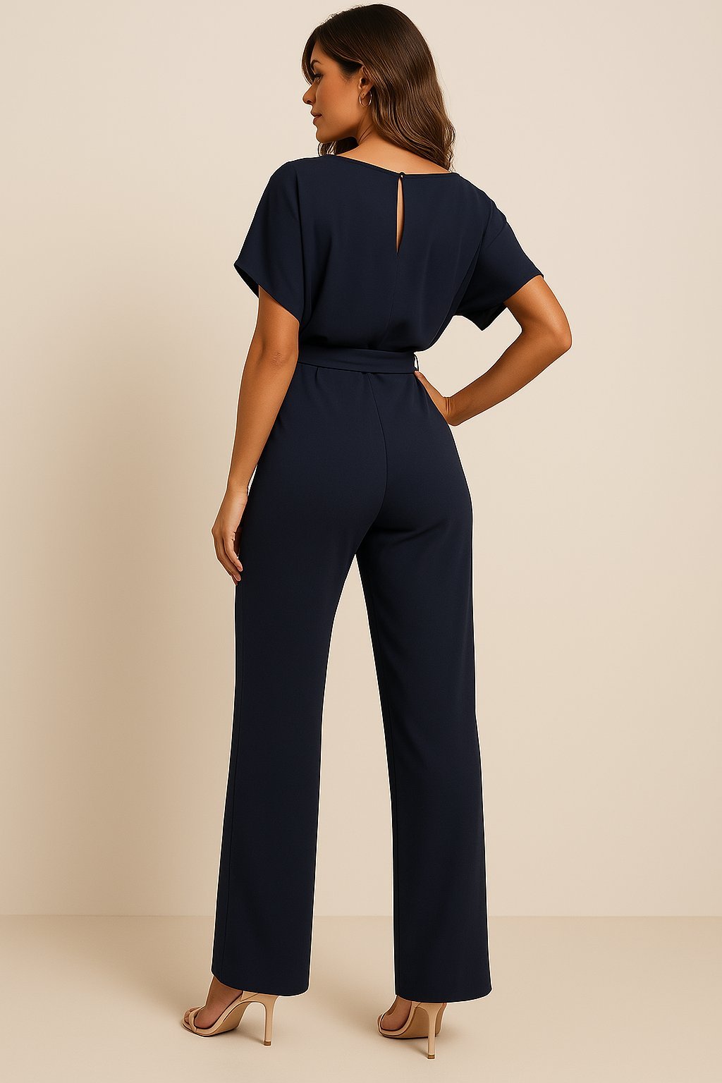 Greta | Weites-Bein Jumpsuit für Damen mit Bindegürtel