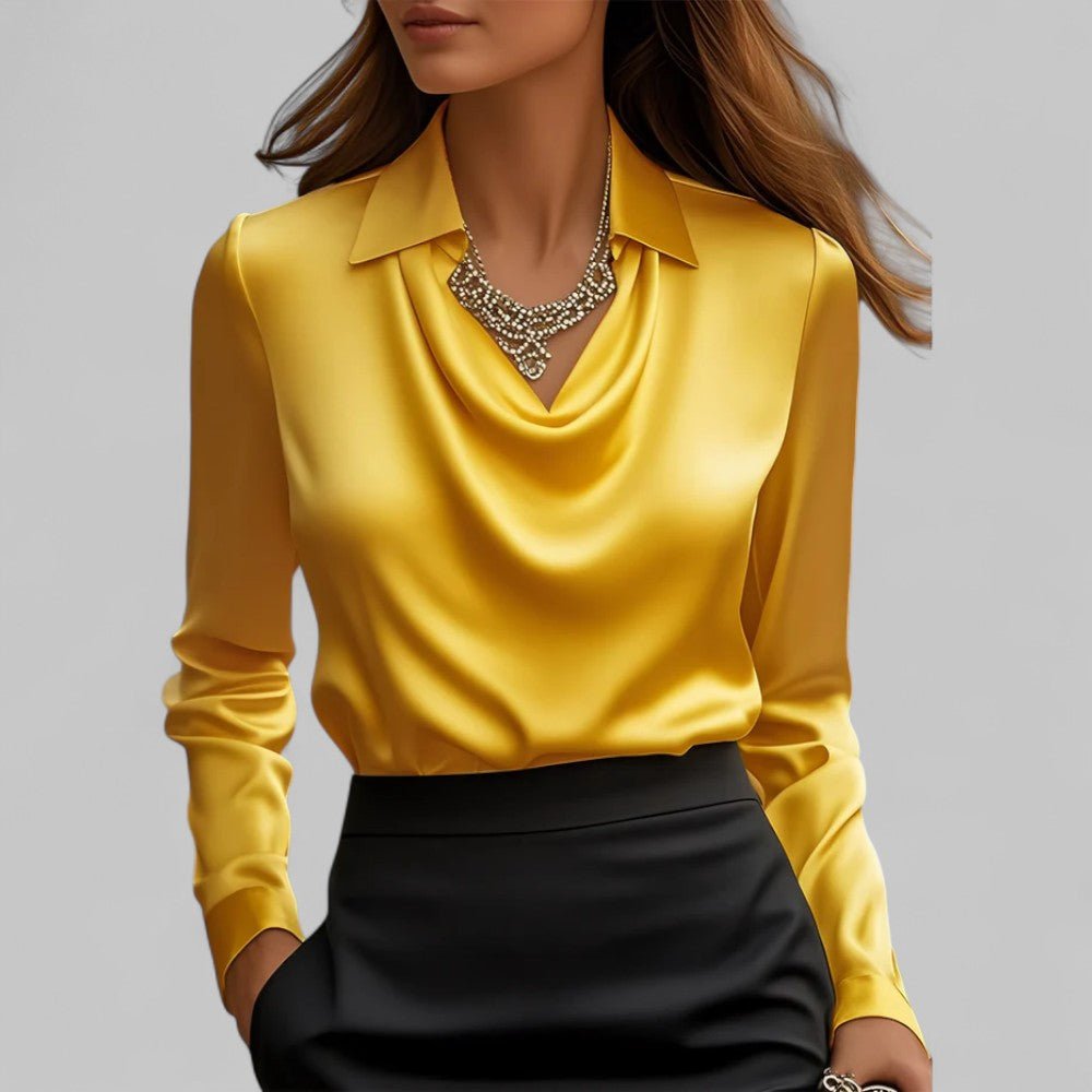 Andrea | Drapierte Bluse aus Satin – Elegantes Design