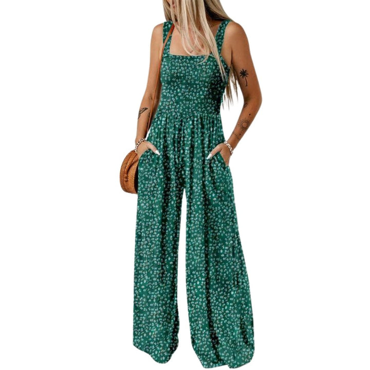 Ursula | Damen-Frühlings-Jumpsuit mit weitem Bein und Blumenmuster