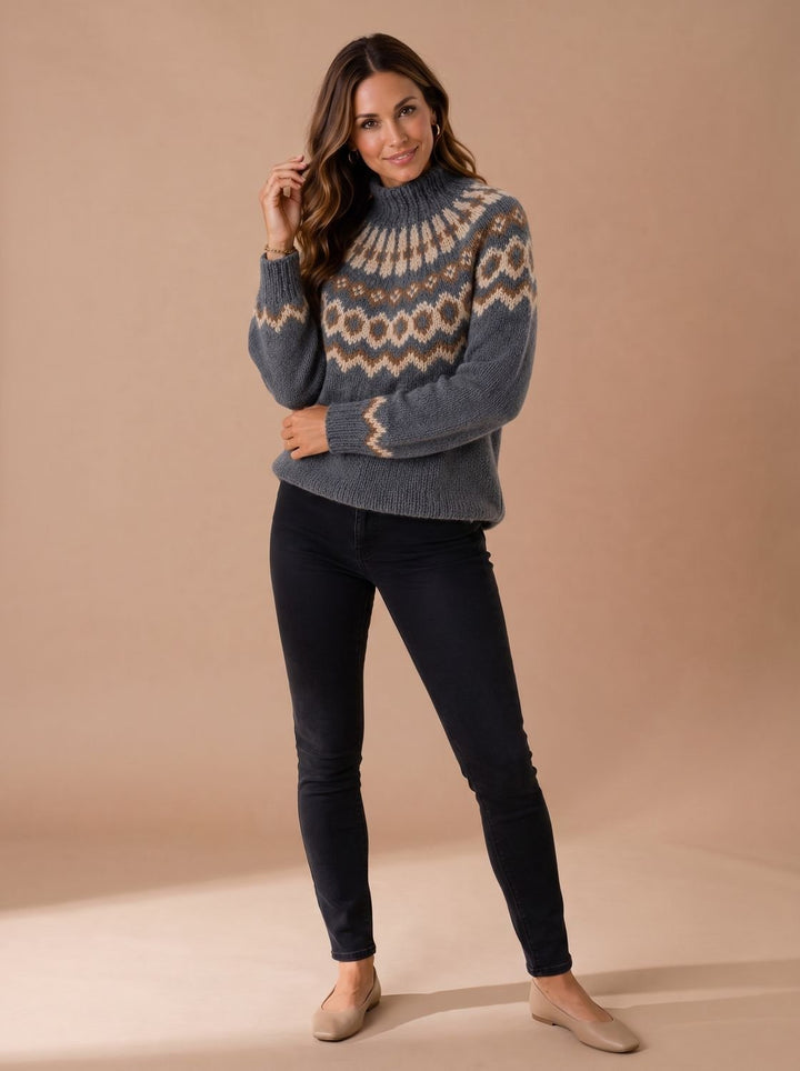 Elisabeth | Weihnachtspullover – Klassischer Fair-Isle Rollkragen für Damen